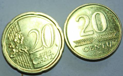 Kuo 20 euro centų skiriasi nuo 20 lito centų