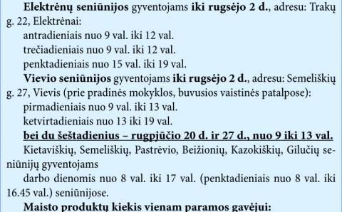 Informacija dėl maisto produktų dalijimo Elektrėnų sav.