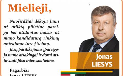 Jono Liesio padėka