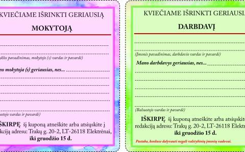 Renkame geriausią mokytoją ir darbdavį