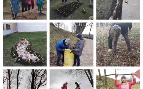 Aplinkos tvarkymo akcija Semeliškių gimnazijoje