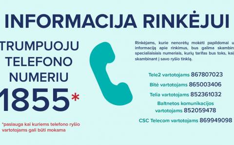 Informacija apie rinkimus – trumpuoju numeriu 1855