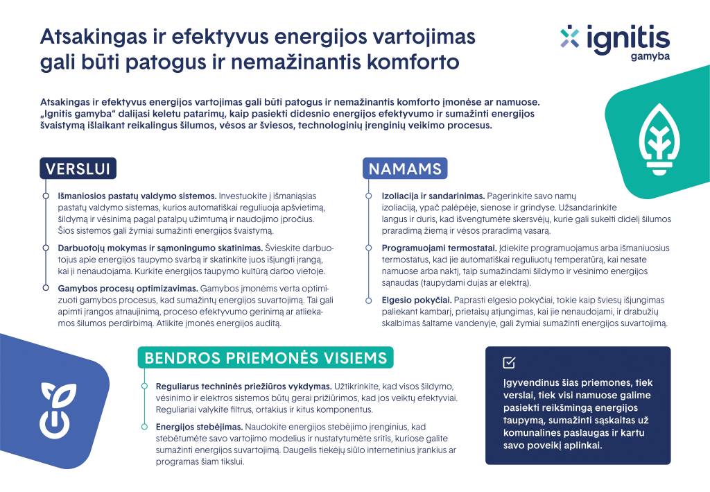 Atsakingas ir efektyvus energijos vartojimas gali būti patogus ir nemažinantis komforto