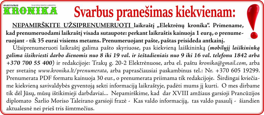 Svarbus pranešimas kiekvienam: