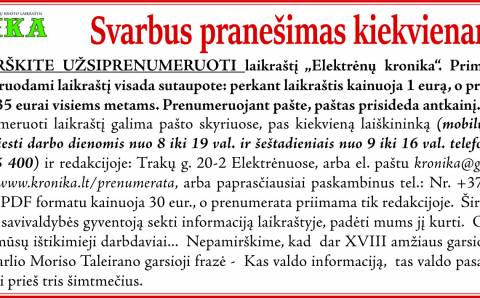 Svarbus pranešimas kiekvienam: