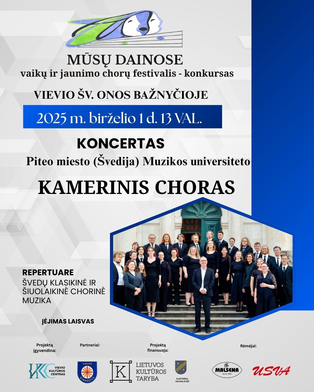 Vievyje koncertuos Pitea miesto (Švedija) Muzikos universiteto kamerinis choras