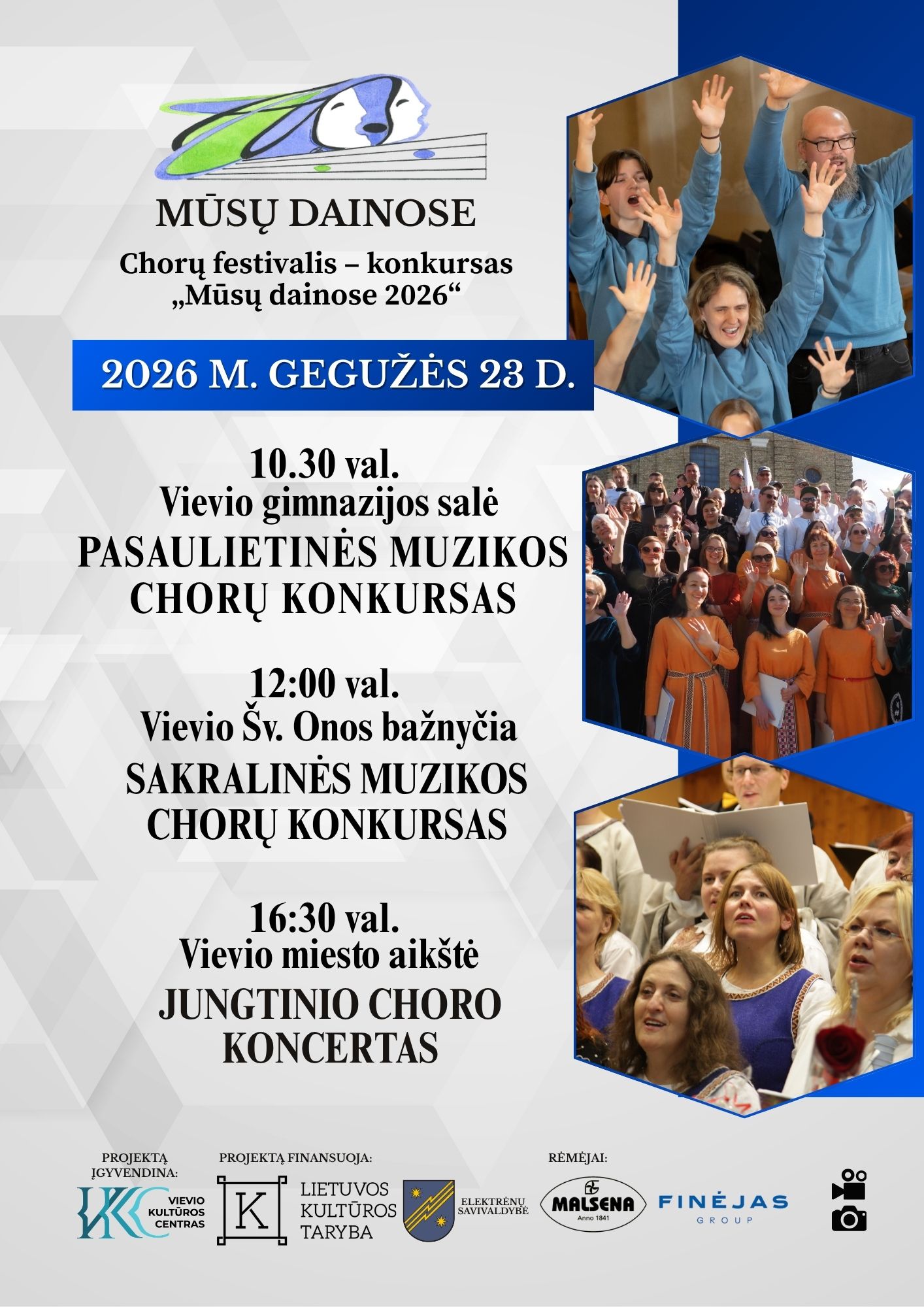 Gegužės 23 d. chorų festivalio „Mūsų dainose 2026“ koncertai